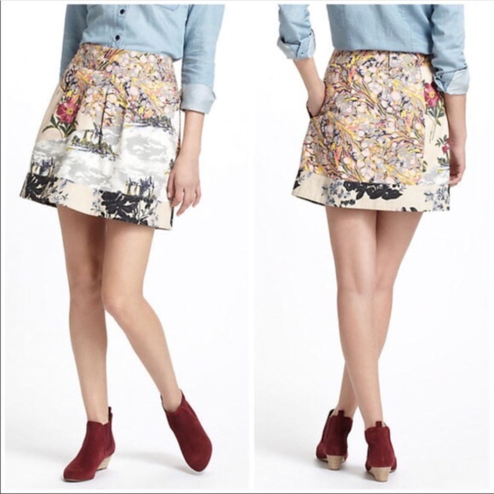 Anthropologie Leifnotes Flora Fortress Skirt